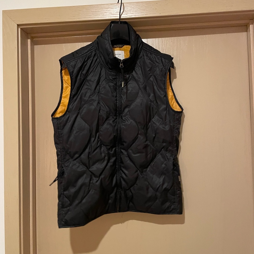 Billy Reid Black Down Vest with Gold Lining